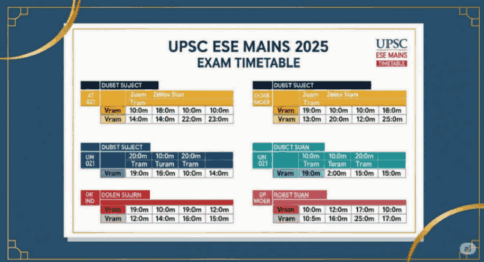 UPSC ESE Mains 2025 Exam Timetable